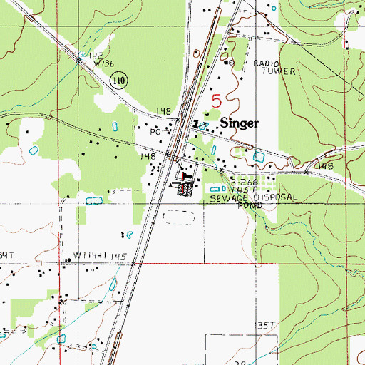 Topographic Map of Singer High School, LA