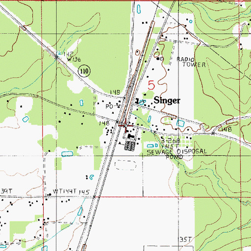 Topographic Map of Singer Pentecostal Church, LA