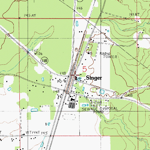 Topographic Map of Singer Baptist Church, LA