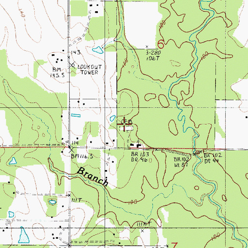 Topographic Map of Barentine Cemetery, LA