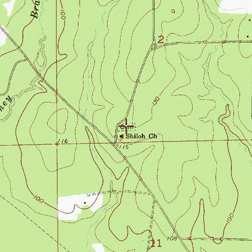 Topographic Map of Shiloh Cemetery, LA