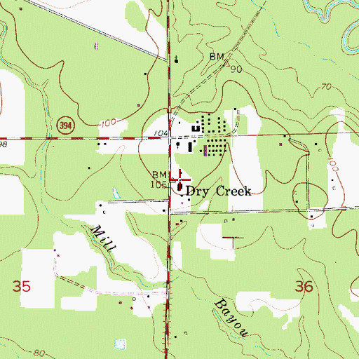 Topographic Map of Dry Creek High School (historical), LA