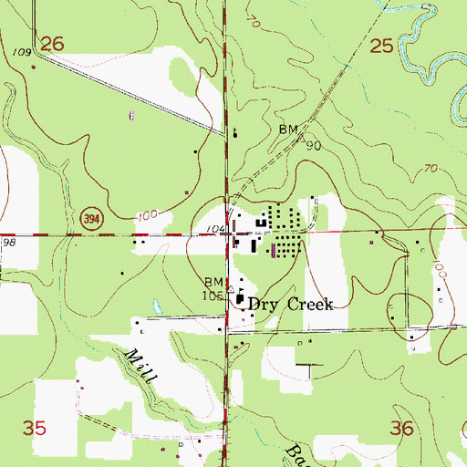 Topographic Map of Dry Creek Baptist Church, LA