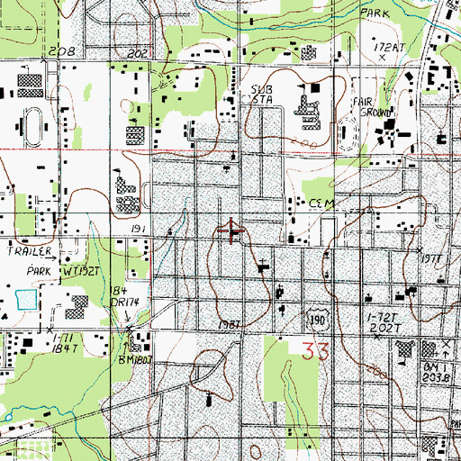 Topographic Map of Texas Avenue Baptist Church, LA