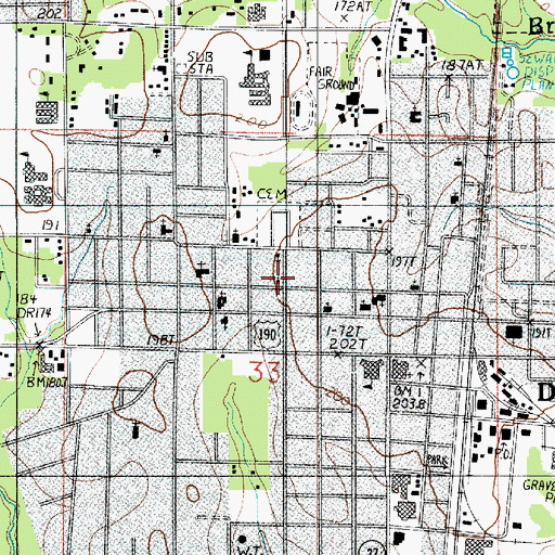Topographic Map of Woodlawn Cemetery, LA