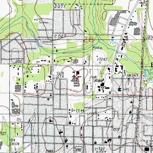 Topographic Map of Pine Wood Elementary School, LA