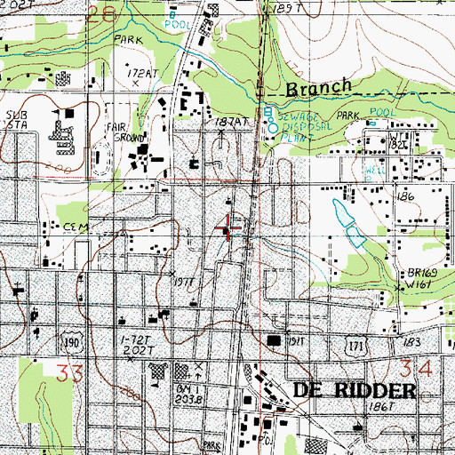 Topographic Map of Sweet Home Baptist Church, LA