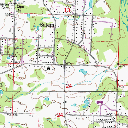 Topographic Map of Salem, AR