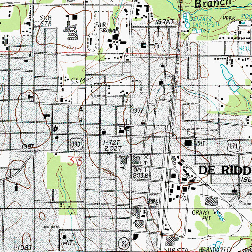 Topographic Map of First United Methodist Church, LA