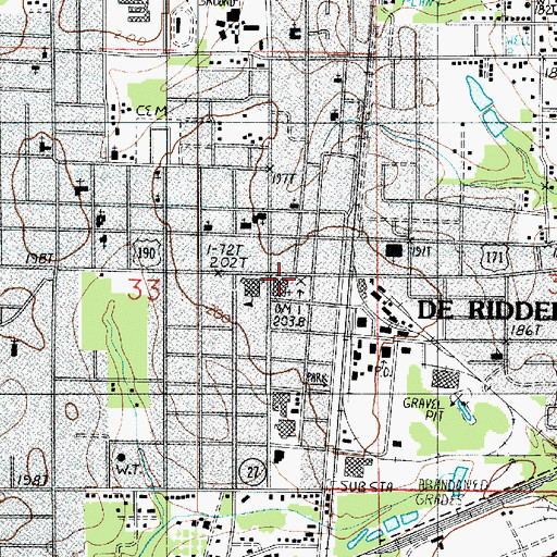 Topographic Map of First Baptist Church of DeRidder, LA