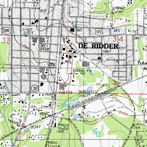 Topographic Map of Beauregard Parish Prison, LA