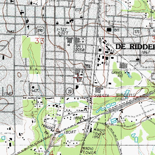 Topographic Map of Beauregard Memorial Hospital, LA