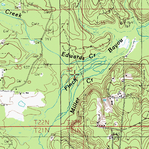 Topographic Map of Edwards Creek, LA