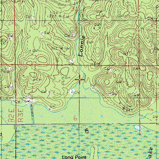 Topographic Map of Lonnie Branch, LA