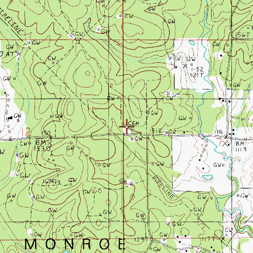 Topographic Map of Macedonia Cemetery, LA