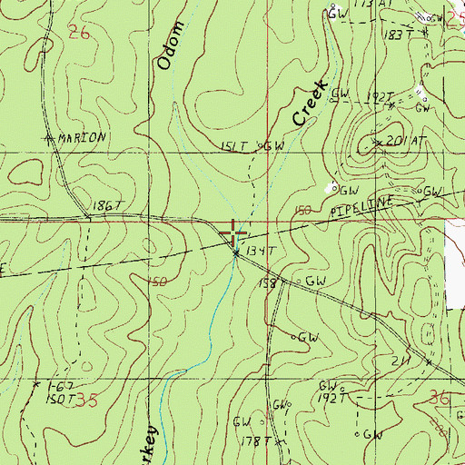 Topographic Map of Odom Creek, LA
