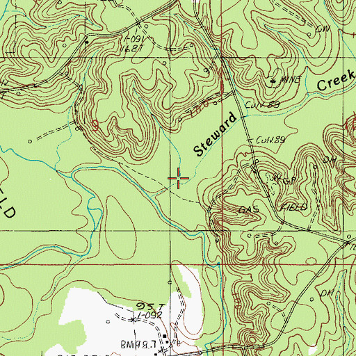 Topographic Map of Steward Creek, LA