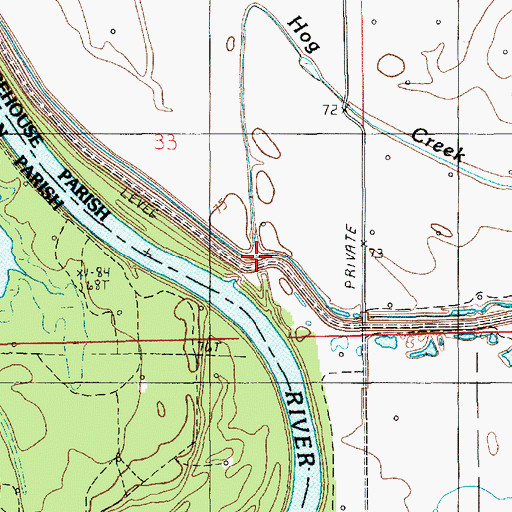 Topographic Map of Hog Creek, LA