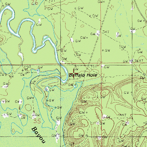 Topographic Map of Buffalo Hole, LA