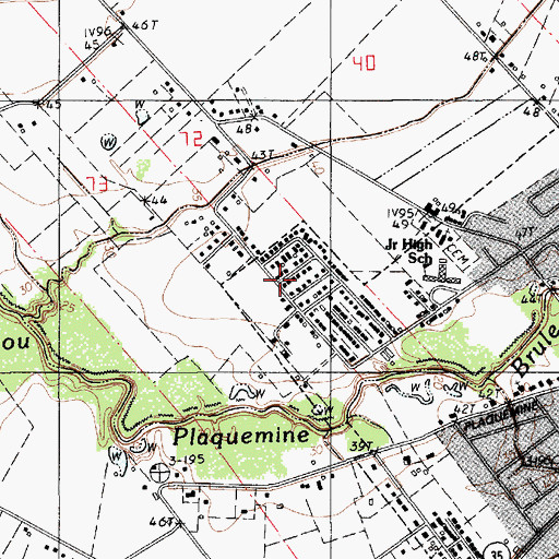 Topographic Map of Ward Three, LA