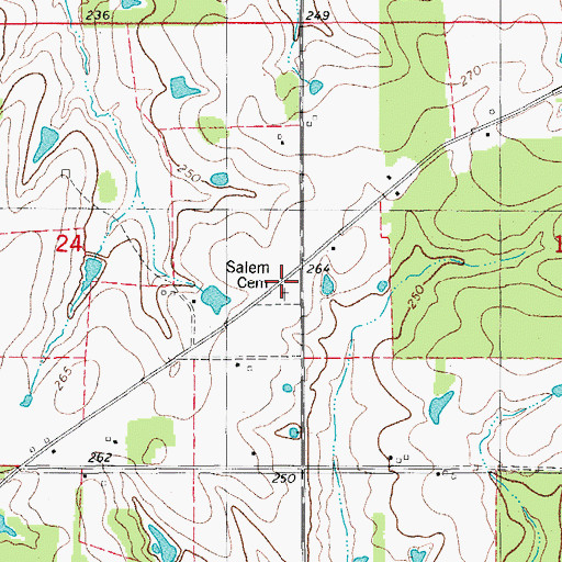 Topographic Map of Salem Cemetery, AR