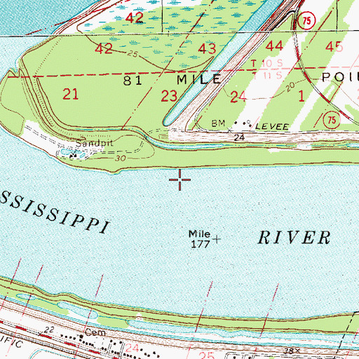 Topographic Map of Ward One, LA