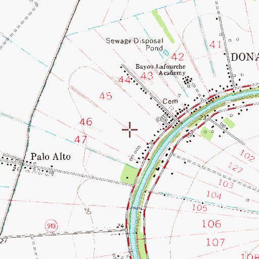 Topographic Map of Ward Two, LA