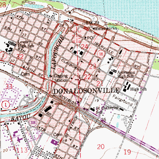 Topographic Map of Ward Three, LA