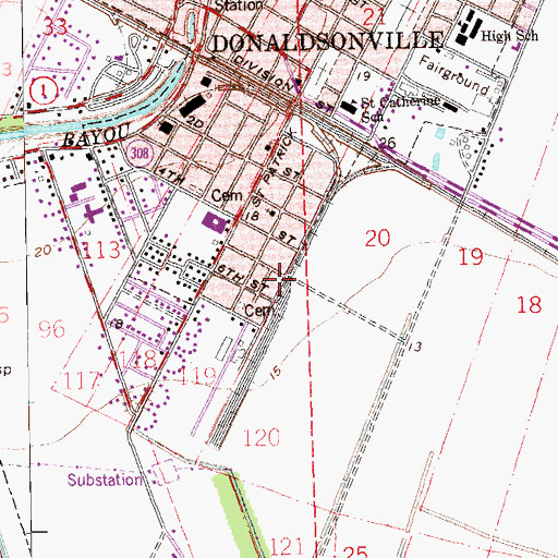 Topographic Map of Ward Four, LA