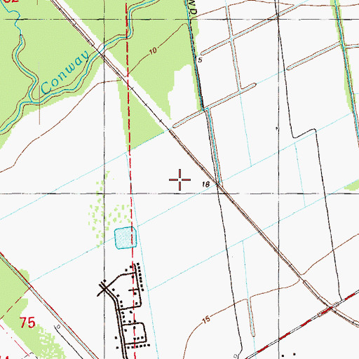 Topographic Map of Ward Five, LA