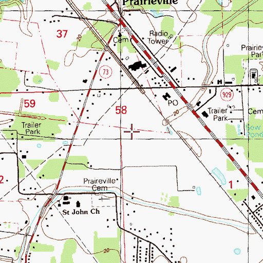 Topographic Map of Ward Eight, LA