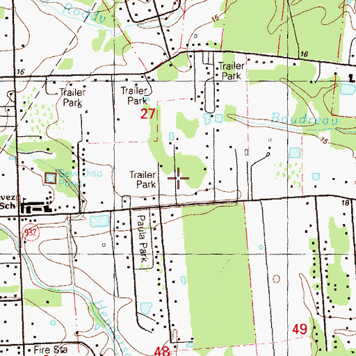 Topographic Map of Ward Nine, LA