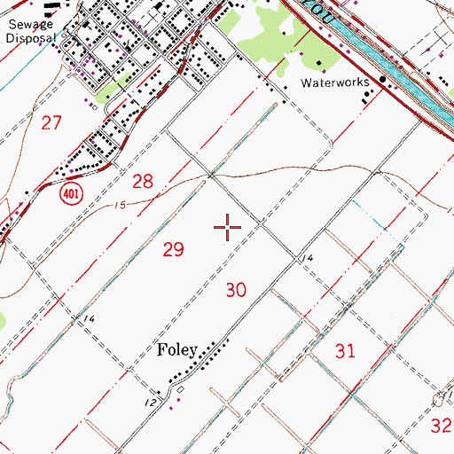 Topographic Map of Ward Five, LA