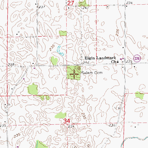Topographic Map of Salem Cemetery, AR