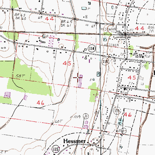 Topographic Map of Ward Four, LA