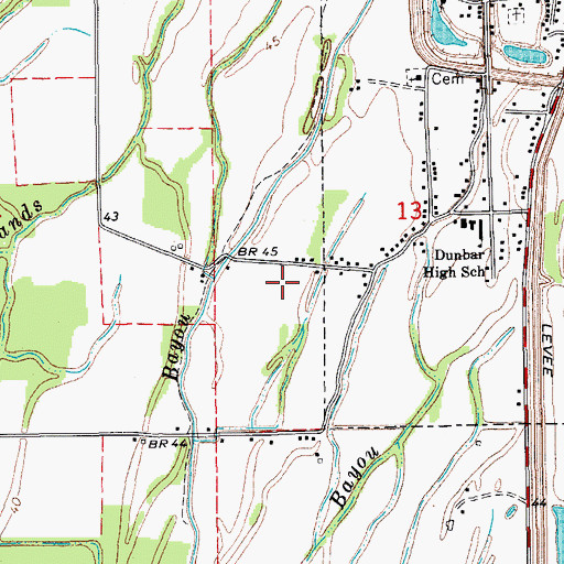 Topographic Map of Ward Seven, LA