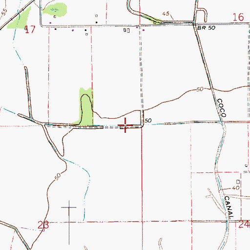 Topographic Map of Ward Nine, LA