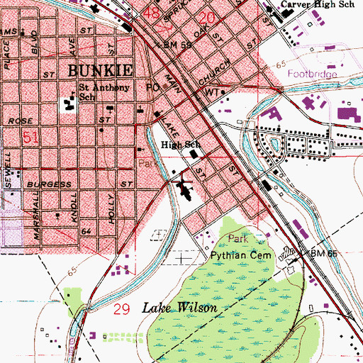 Topographic Map of Ward Ten, LA