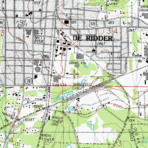 Topographic Map of Ward Three, LA