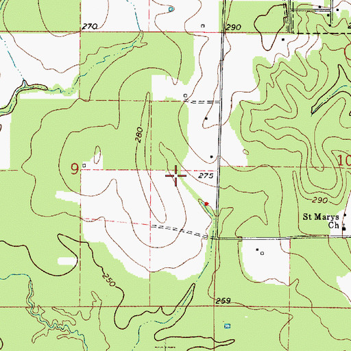Topographic Map of Ward Five, LA