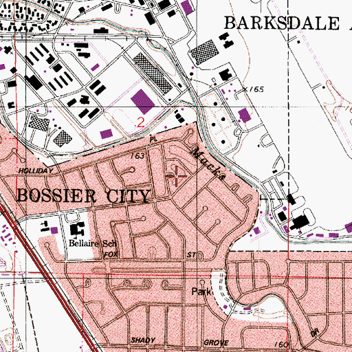Topographic Map of Ward One, LA