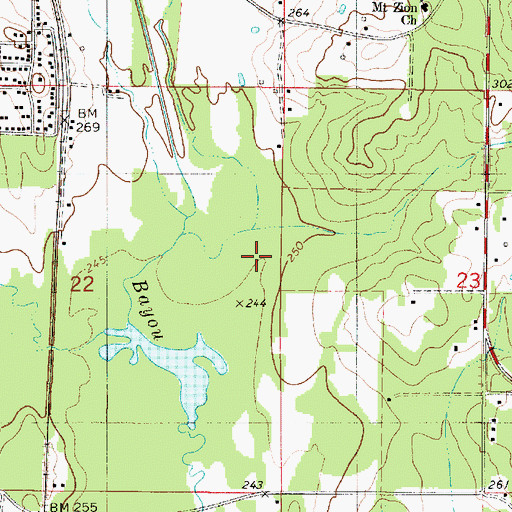 Topographic Map of Ward Three, LA