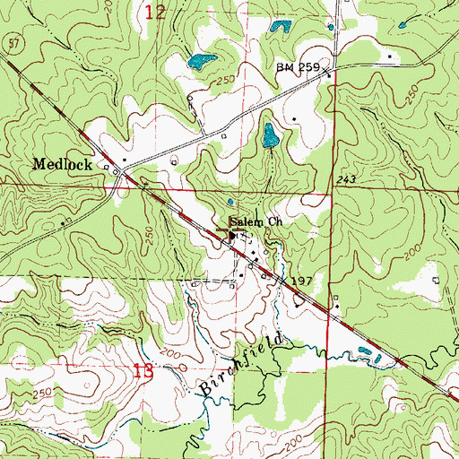 Topographic Map of Salem Church, AR