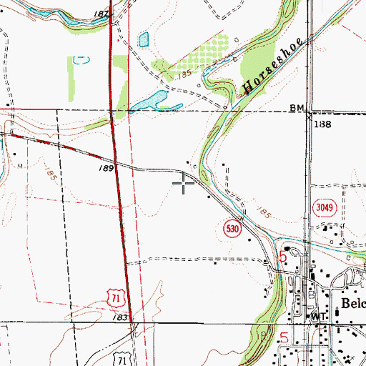 Topographic Map of Ward One, LA