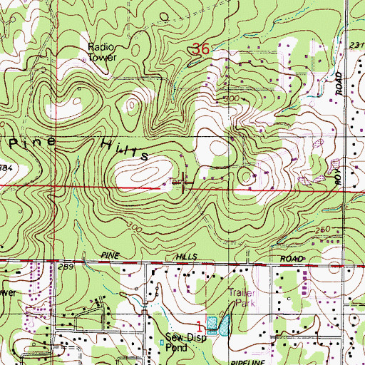 Topographic Map of Ward Three, LA