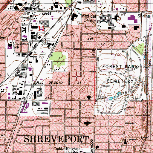 Topographic Map of Ward Four, LA