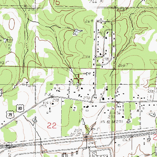 Topographic Map of Ward Five, LA