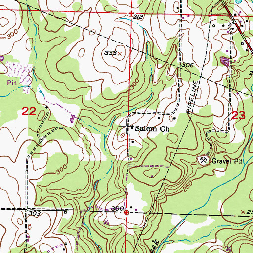 Topographic Map of Salem Church, AR