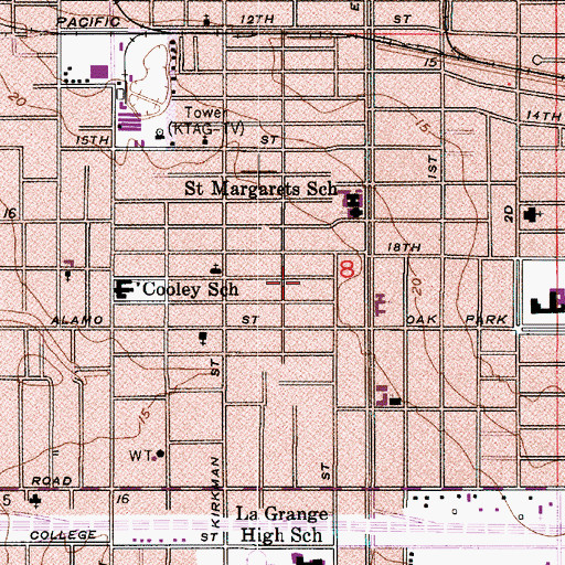 Topographic Map of Ward Three, LA