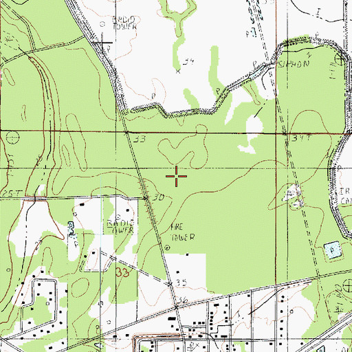 Topographic Map of Ward Five, LA